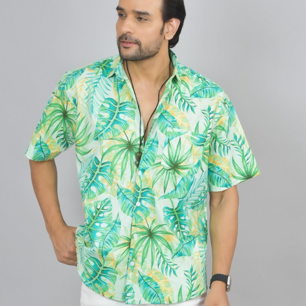 BRAND NEW Hand Block Printed Men Cotton Shirt Winter Fall Partywear Shirt Gift
